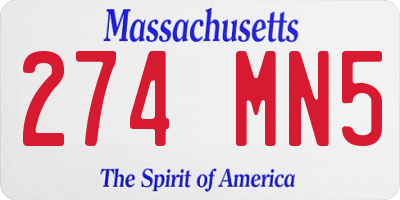 MA license plate 274MN5