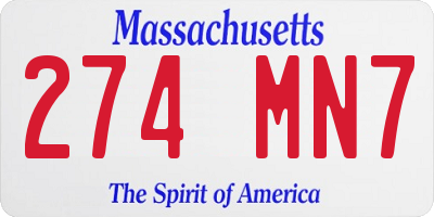 MA license plate 274MN7