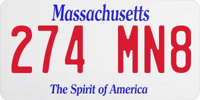MA license plate 274MN8