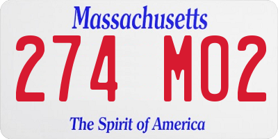 MA license plate 274MO2