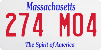 MA license plate 274MO4