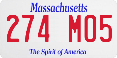 MA license plate 274MO5