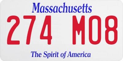 MA license plate 274MO8