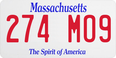 MA license plate 274MO9