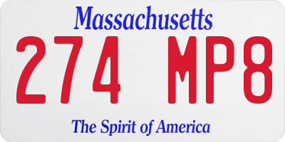 MA license plate 274MP8