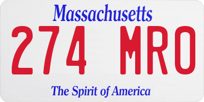 MA license plate 274MR0