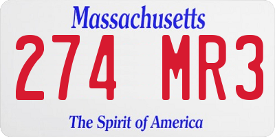 MA license plate 274MR3
