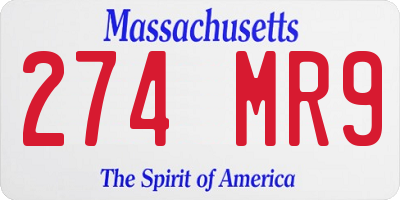 MA license plate 274MR9