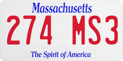 MA license plate 274MS3