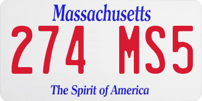 MA license plate 274MS5