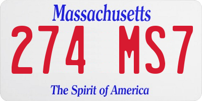 MA license plate 274MS7