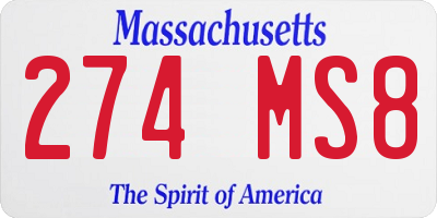 MA license plate 274MS8