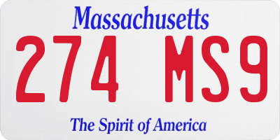MA license plate 274MS9