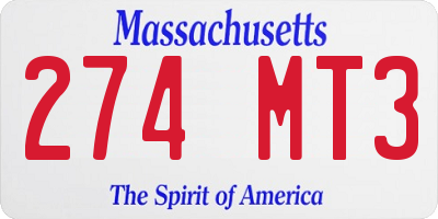 MA license plate 274MT3