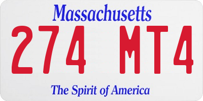 MA license plate 274MT4