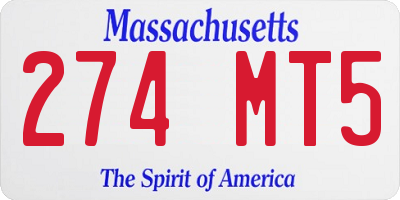 MA license plate 274MT5