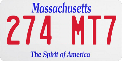 MA license plate 274MT7