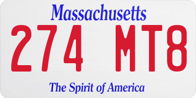 MA license plate 274MT8