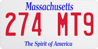 MA license plate 274MT9