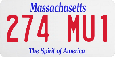 MA license plate 274MU1