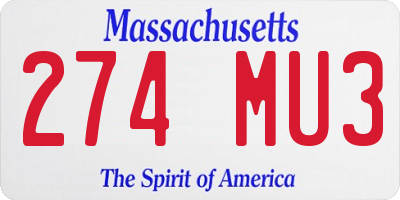 MA license plate 274MU3