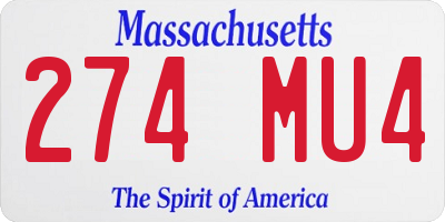 MA license plate 274MU4