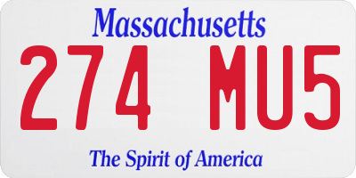 MA license plate 274MU5