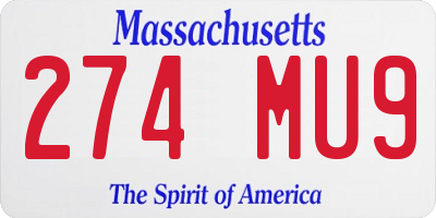 MA license plate 274MU9