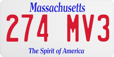 MA license plate 274MV3