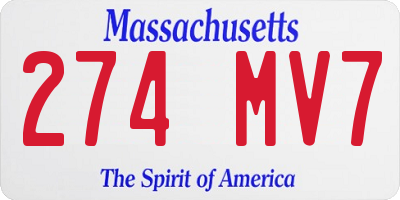 MA license plate 274MV7