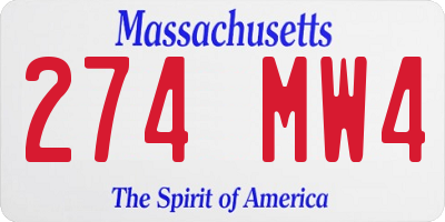 MA license plate 274MW4