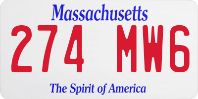 MA license plate 274MW6