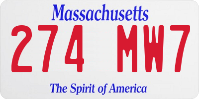 MA license plate 274MW7