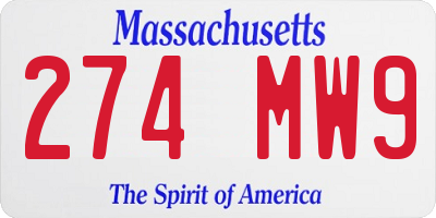 MA license plate 274MW9
