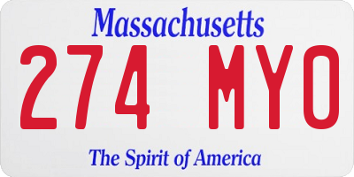 MA license plate 274MY0