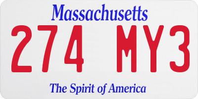 MA license plate 274MY3