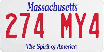 MA license plate 274MY4