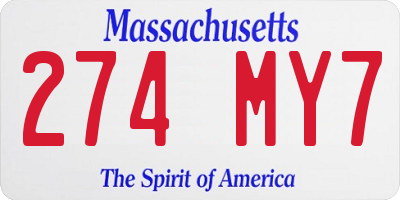 MA license plate 274MY7