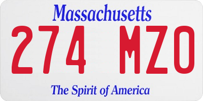 MA license plate 274MZ0