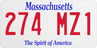 MA license plate 274MZ1