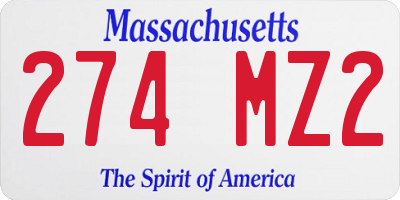 MA license plate 274MZ2