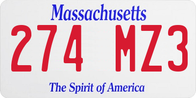 MA license plate 274MZ3