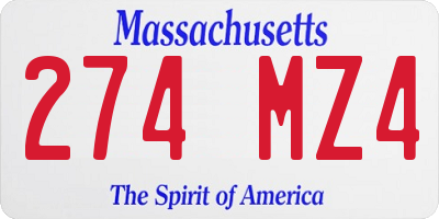 MA license plate 274MZ4