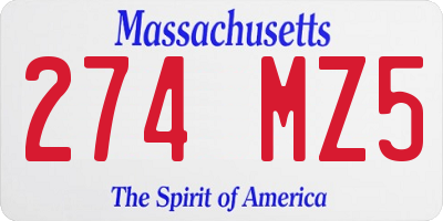 MA license plate 274MZ5