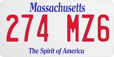 MA license plate 274MZ6