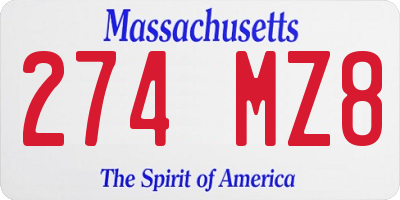 MA license plate 274MZ8