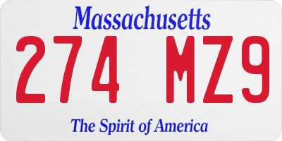 MA license plate 274MZ9