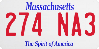 MA license plate 274NA3