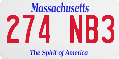 MA license plate 274NB3