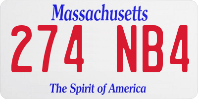 MA license plate 274NB4